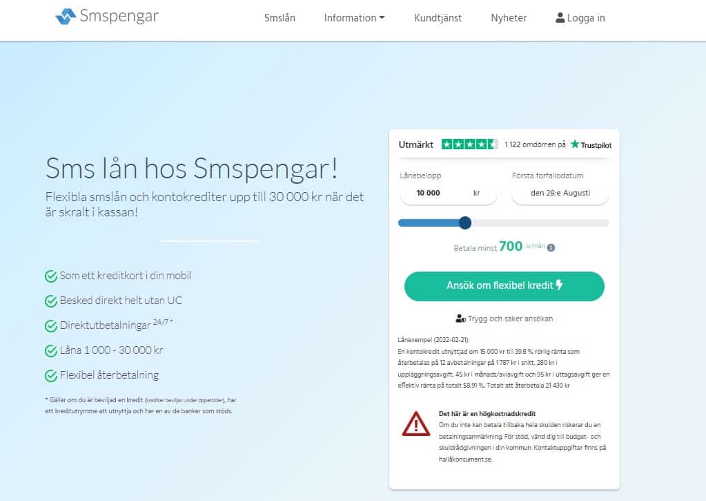 Smspengarskärmdump