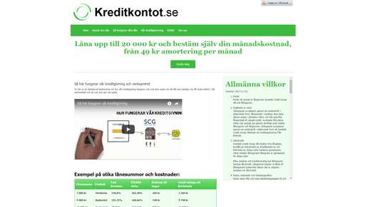 Kreditkontotskärmdump