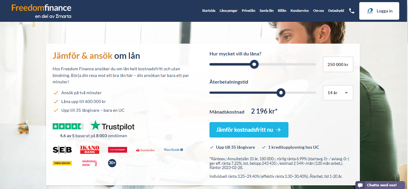 Freedom Financeskärmdump