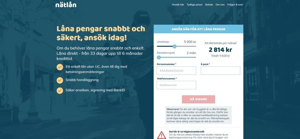 Nätlånskärmdump
