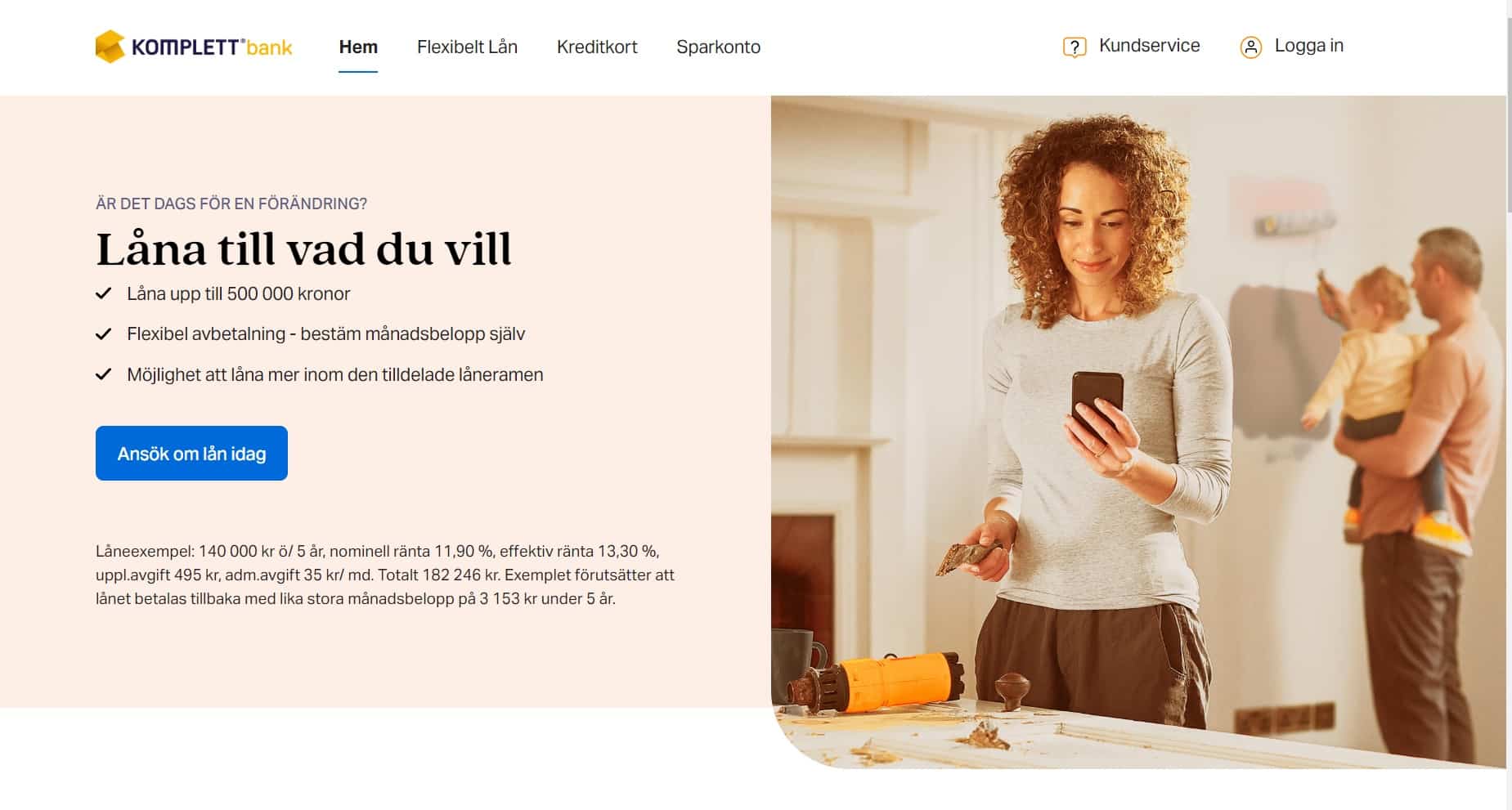 Komplett Bankskärmdump
