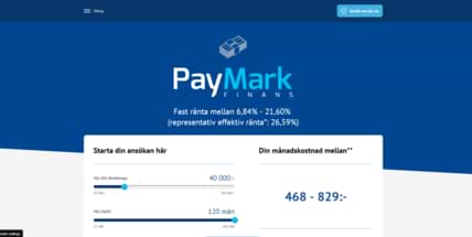 Paymark Finansskärmdump