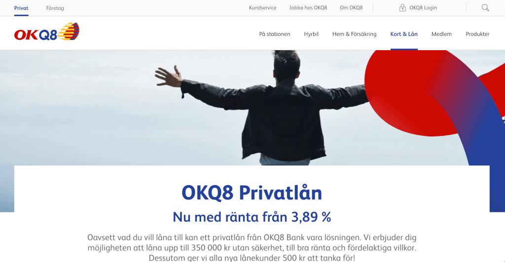 OKQ8 Bankskärmdump