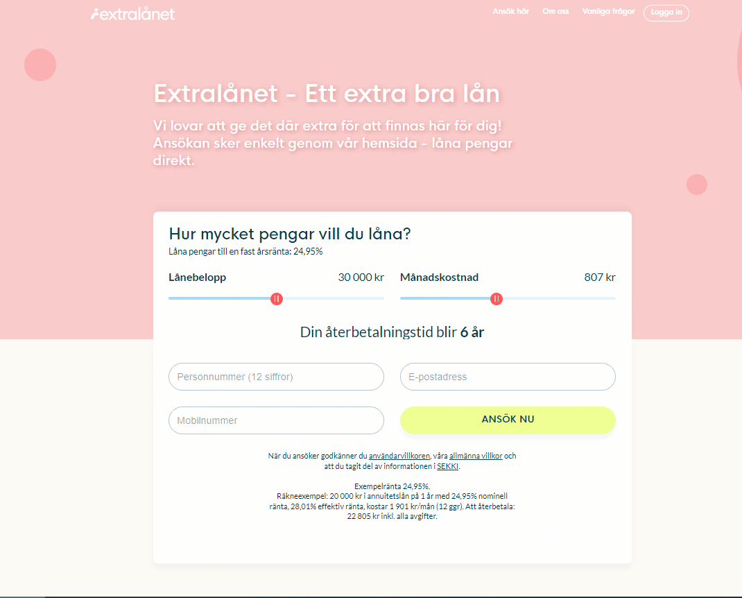 Extralånetskärmdump