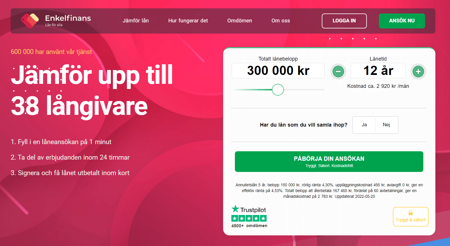 Enkelfinansskärmdump
